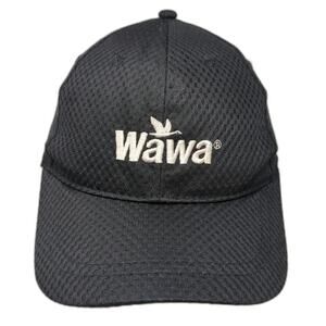 Wawa Baseball Cap Black One Size Performance Mesh Strapback Hat logo Embroidered